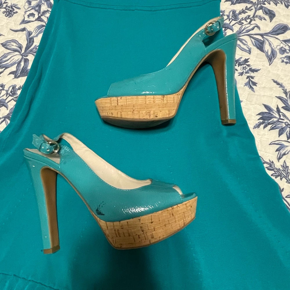 Turquoise Nine West Sling Back Heel